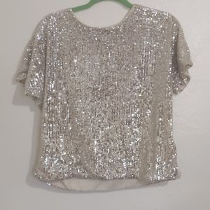 H&M Short Sleeve Sequin Top